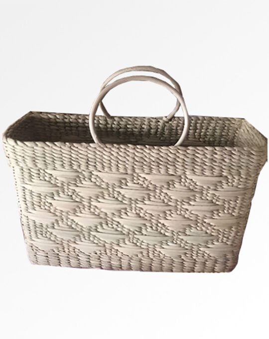 Handwoven Kauna Grass Beach Bag. Unique Pattern 13″ x 5″ x 7″ – Eco-Friendly and Stylish